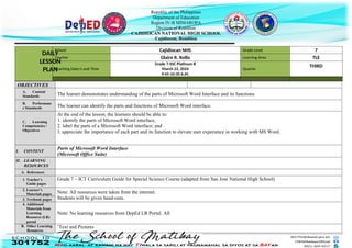 Daily Lesson Plan In MS Word Interface For Classroom Observation DOCX Daily Lesson Plan In MS Word Interface For Classroom Observation DOCX