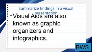 Summarize findings in narratuve and graphic form | PPTX