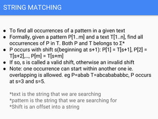 String Matching (Naive,Rabin-Karp,KMP) | PPTX