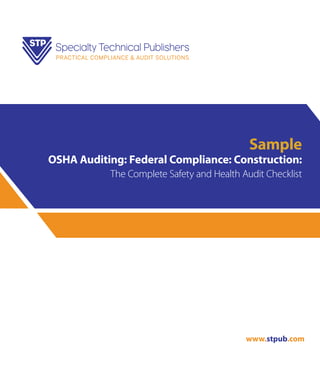 Sample

OSHA Auditing: Federal Compliance: Construction:
The Complete Safety and Health Audit Checklist

www.stpub.com

 