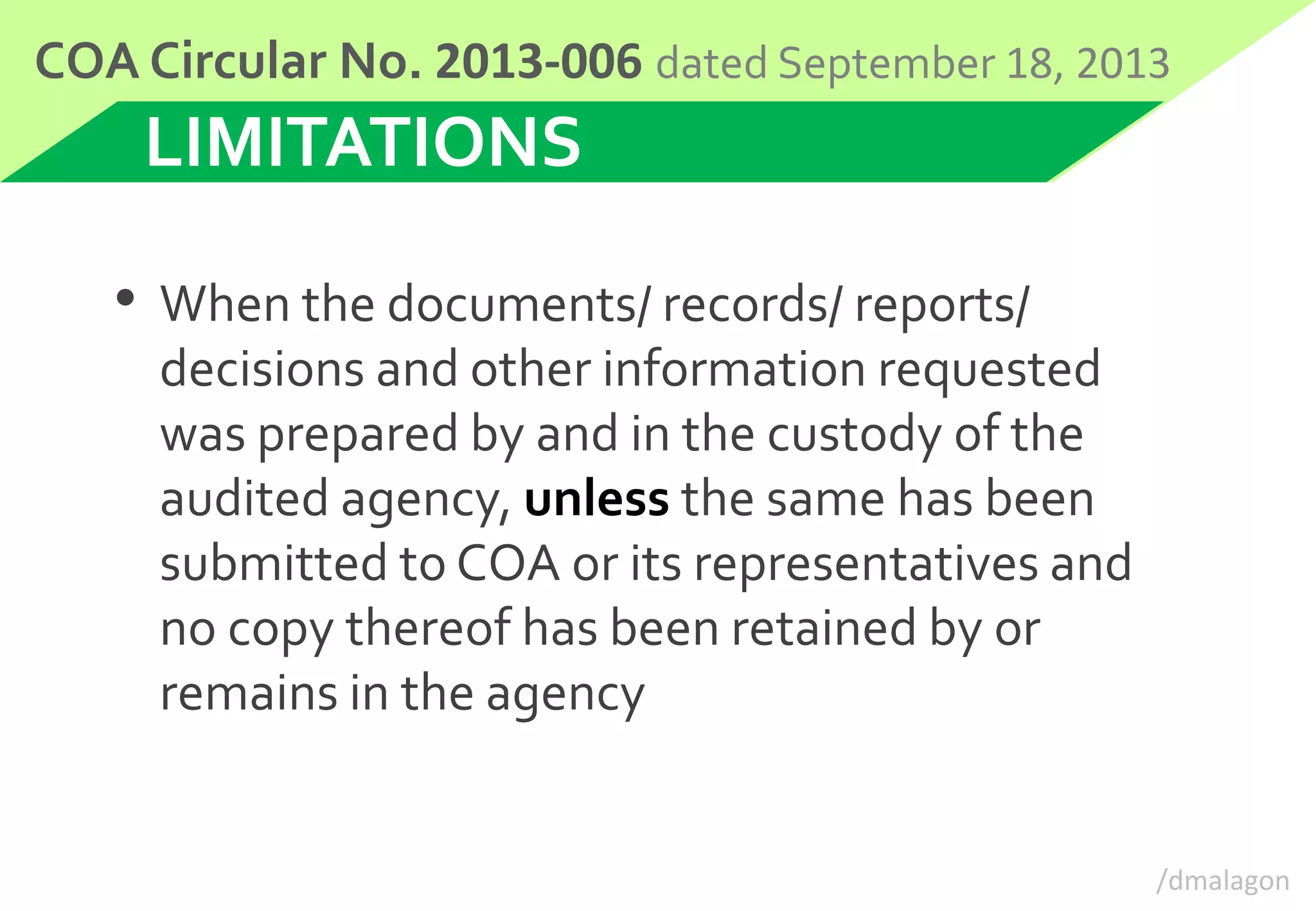 COA Presentation | PPSX | Law