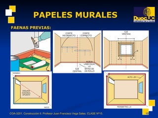 PAPELES MURALES COA-3201. Construcción II. Profesor Juan Francisco Vega Salas. CLASE Nº15. FAENAS PREVIAS: 