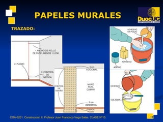 PAPELES MURALES COA-3201. Construcción II. Profesor Juan Francisco Vega Salas. CLASE Nº15. TRAZADO: 