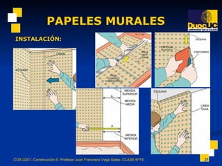 PAPELES MURALES COA-3201. Construcción II. Profesor Juan Francisco Vega Salas. CLASE Nº15. INSTALACIÓN: 