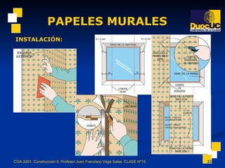 PAPELES MURALES COA-3201. Construcción II. Profesor Juan Francisco Vega Salas. CLASE Nº15. INSTALACIÓN: 