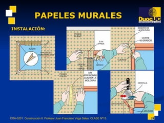 PAPELES MURALES COA-3201. Construcción II. Profesor Juan Francisco Vega Salas. CLASE Nº15. INSTALACIÓN: 