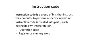 Instruction Code Inside Computer Computer organisation and architecture module 1 | PDF