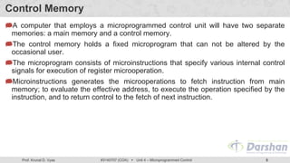 Microprogrammed Control in COA in Computer Engineering | PDF