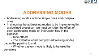 133
ADDRESSING MODES
• Addressing modes include simple ones and complex
ones.
• In choosing the addressing modes to be imp...