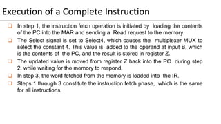 Execution of a Complete Instruction
❑ In step 1, the instruction fetch operation is initiated by loading the contents
of t...