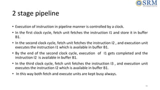 2 stage pipeline
• Execution of instruction in pipeline manner is controlled by a clock.
• In the first clock cycle, fetch...