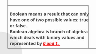 boolean algebra presfgdgdfdgentations.pptx | Free Download