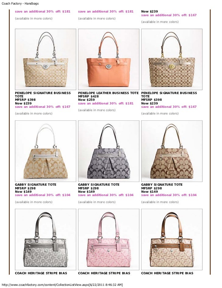 Coach Factory Outlet Bags Summer June 2011 Big Sale Price List for Re…