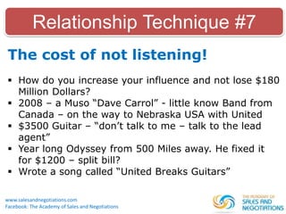The cost of not listening!
 How do you increase your influence and not lose $180
Million Dollars?
 2008 – a Muso “Dave C...