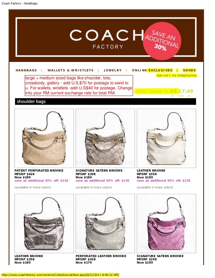 Coach U.S. Factory Outlet 70% Big Sale for Hari Raya 2011