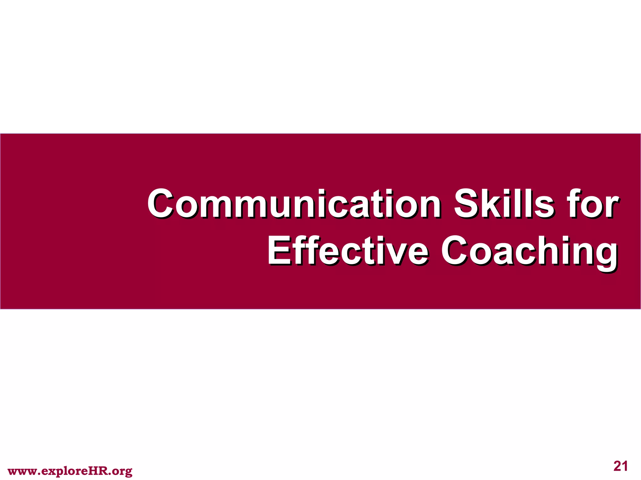 Communication Skills for Effective Coaching 