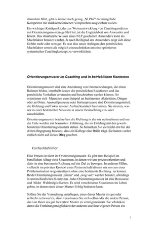 Coaching Mit Orientierungsmustern