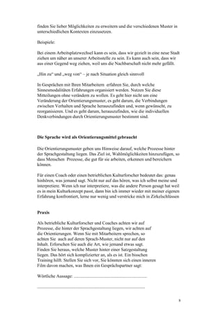 Coaching Mit Orientierungsmustern