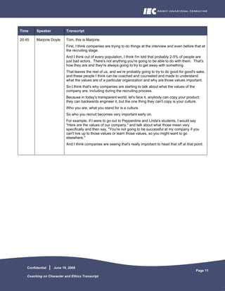 Coaching On Character And Ethics Transcript