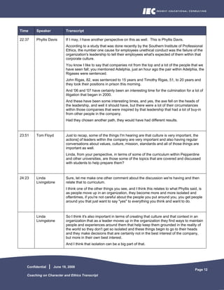 Coaching On Character And Ethics Transcript