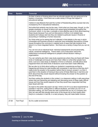 Coaching On Character And Ethics Transcript