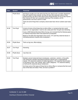 Coaching On Character And Ethics Transcript