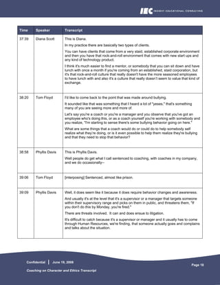 Coaching On Character And Ethics Transcript