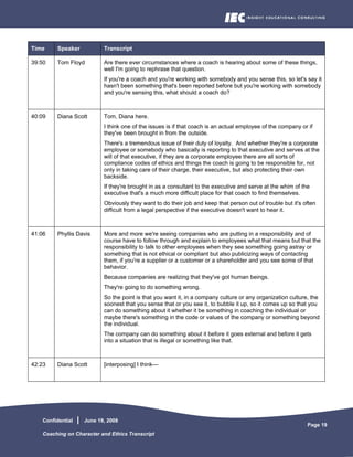 Coaching On Character And Ethics Transcript
