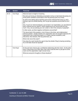 Coaching On Character And Ethics Transcript