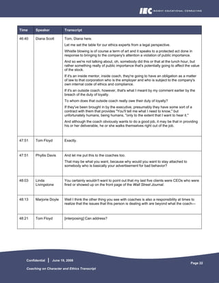 Coaching On Character And Ethics Transcript
