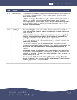 Coaching On Character And Ethics Transcript