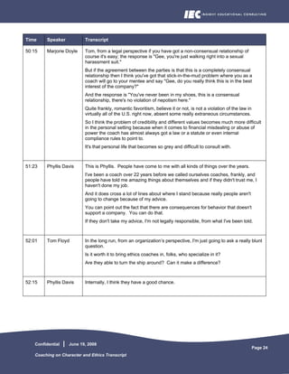 Coaching On Character And Ethics Transcript