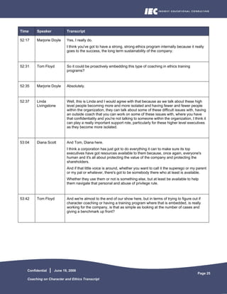 Coaching On Character And Ethics Transcript