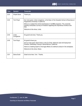 Coaching On Character And Ethics Transcript