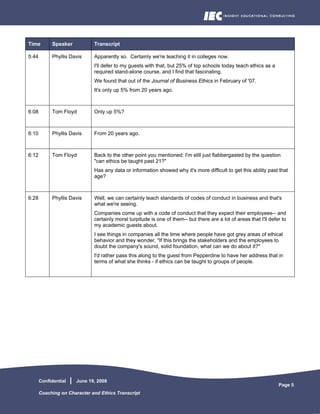 Coaching On Character And Ethics Transcript