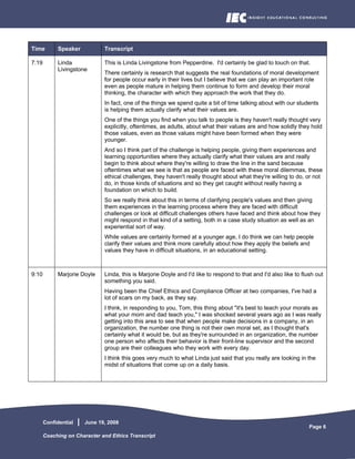 Coaching On Character And Ethics Transcript