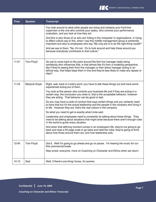 Coaching On Character And Ethics Transcript