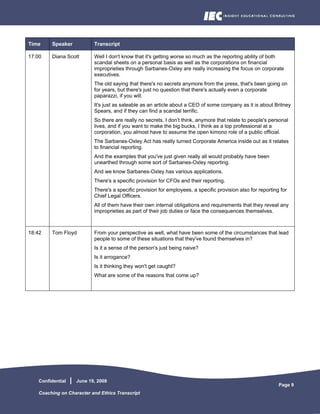Coaching On Character And Ethics Transcript