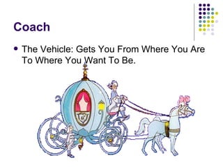 Coach The Vehicle: Gets You From Where You Are To Where You Want To Be. 