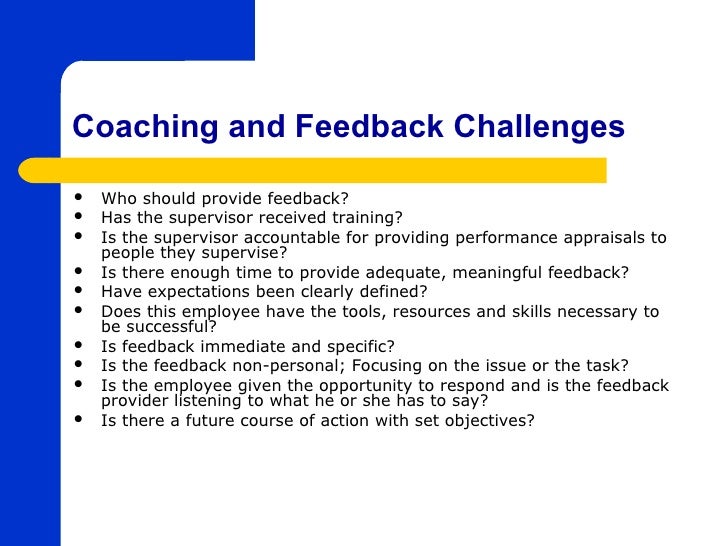 Coaching and feedback