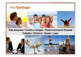 Vida Amorosa / Família e Amigos / Desenvolvimento Pessoal
Trabalho / Dinheiro / Saúde / Lazer
 