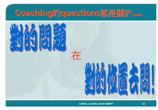 「Coaching教練學」結合到中心督導工作 By Carol Leung