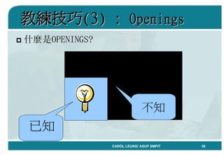 「Coaching教練學」結合到中心督導工作 By Carol Leung