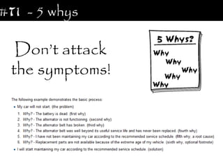 #T1 - 5 whys

  Don’t attack
 the symptoms!
 
