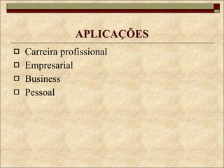 APLICAÇÕES Carreira profissional Empresarial Business Pessoal  