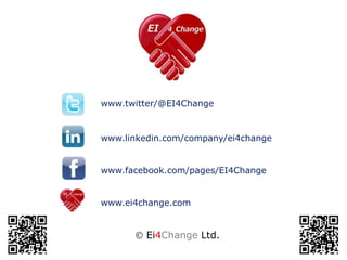  Ei4Change Ltd.
www.twitter/@EI4Change
www.linkedin.com/company/ei4change
www.facebook.com/pages/EI4Change
www.ei4change....