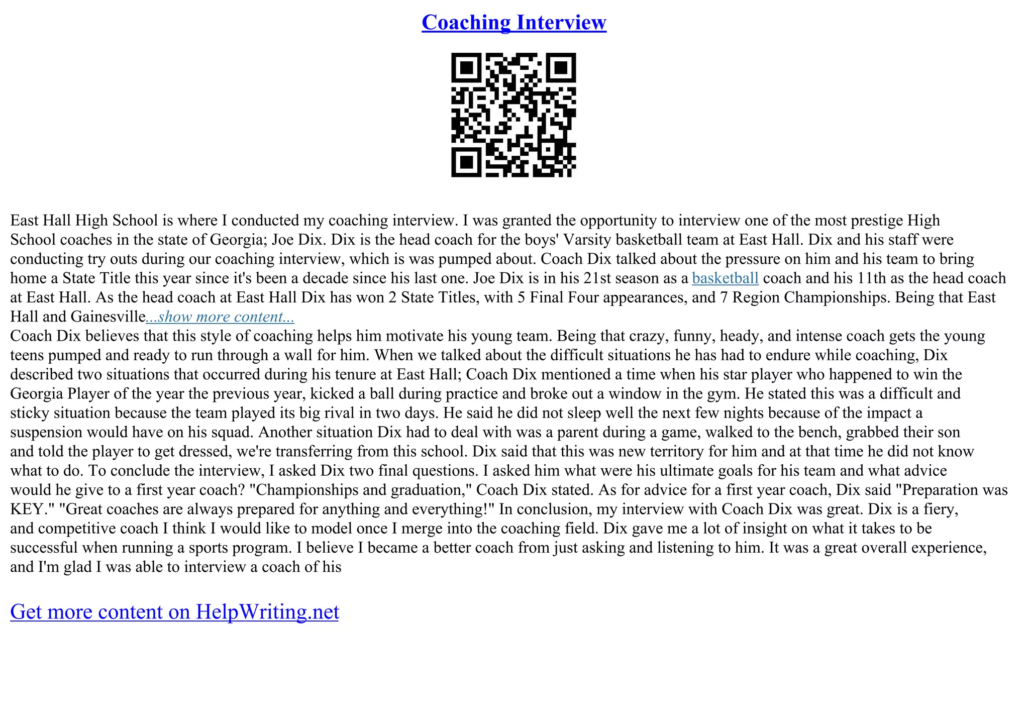 Coaching Interview | PDF
