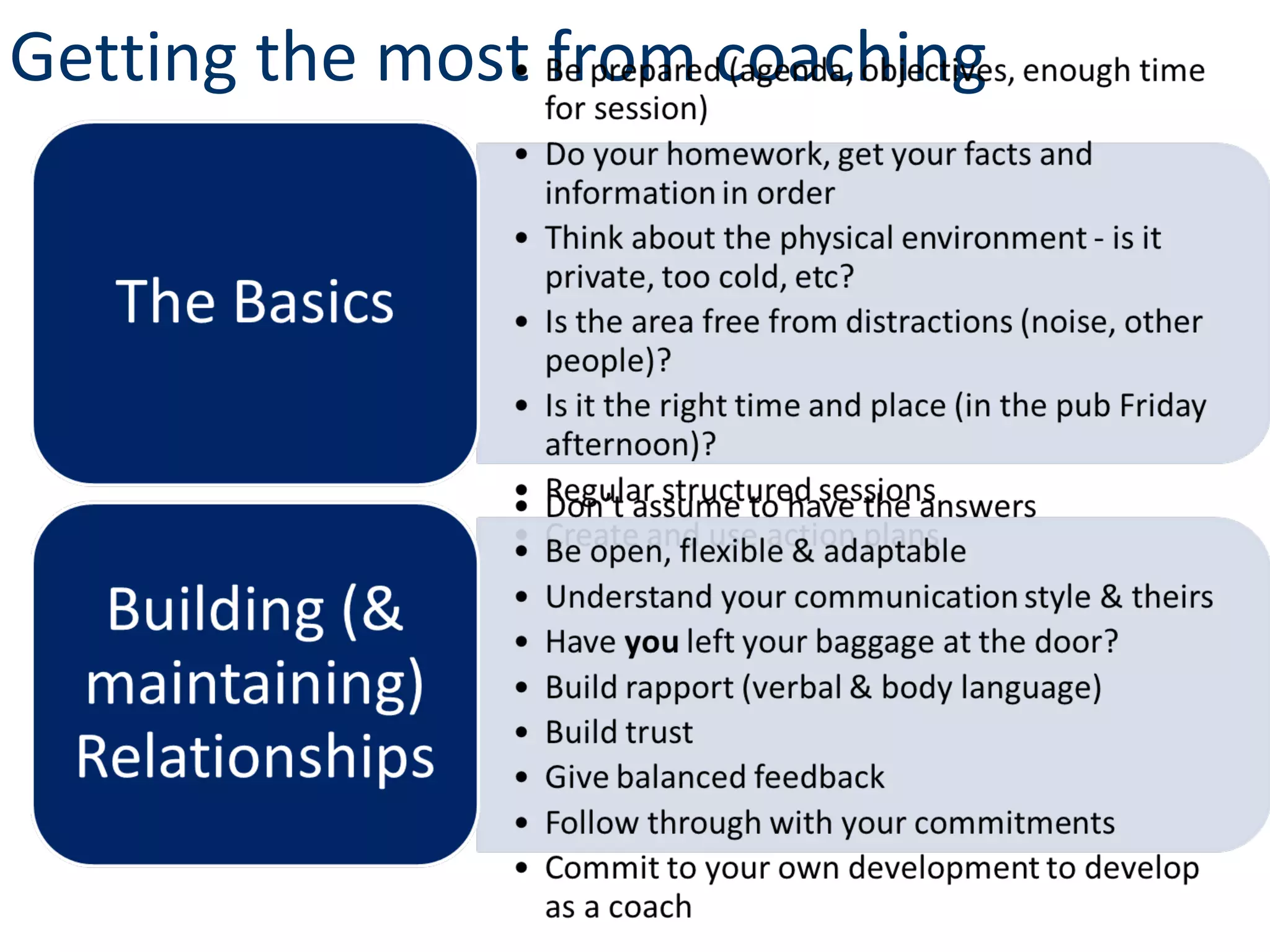 Getting the most from coaching
 