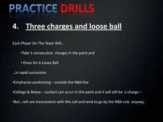 Practice Drills1.  51 seconds of Perfect DefensePrimary halfcourt defense vs. any offense