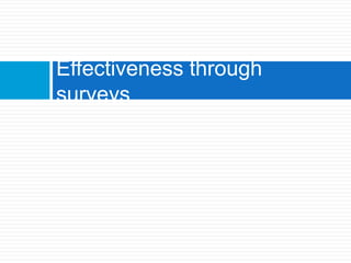 Effectiveness through
surveys